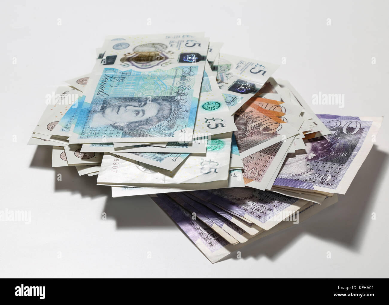New British £5 et £10 notes Banque D'Images