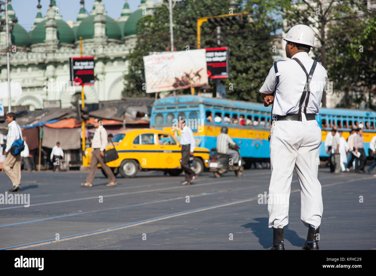 La police de la circulation dans kolkata Banque D'Images