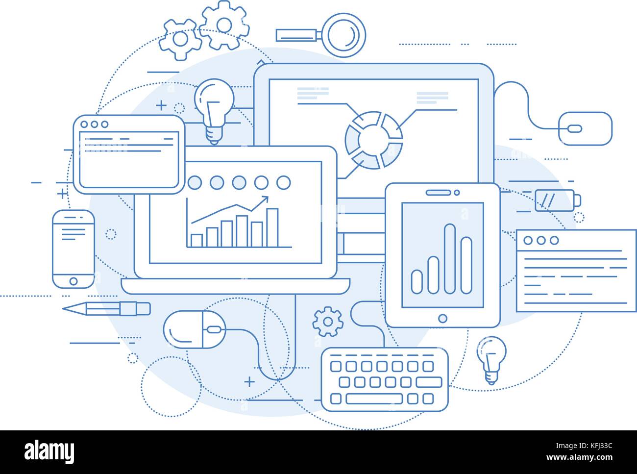 Analyse de sites web et outils de marketing en ligne - données statisics Illustration de Vecteur