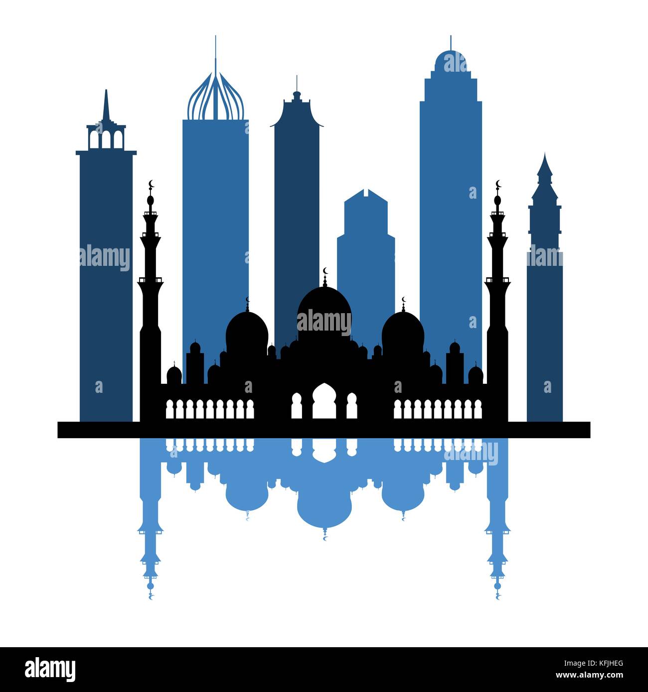 Vector illustration d'Emirats arabes unis gratte-ciel silhouette. Dubaï et Abu Dhabi les bâtiments. design pour bannière, affiche ou imprimer. Illustration de Vecteur