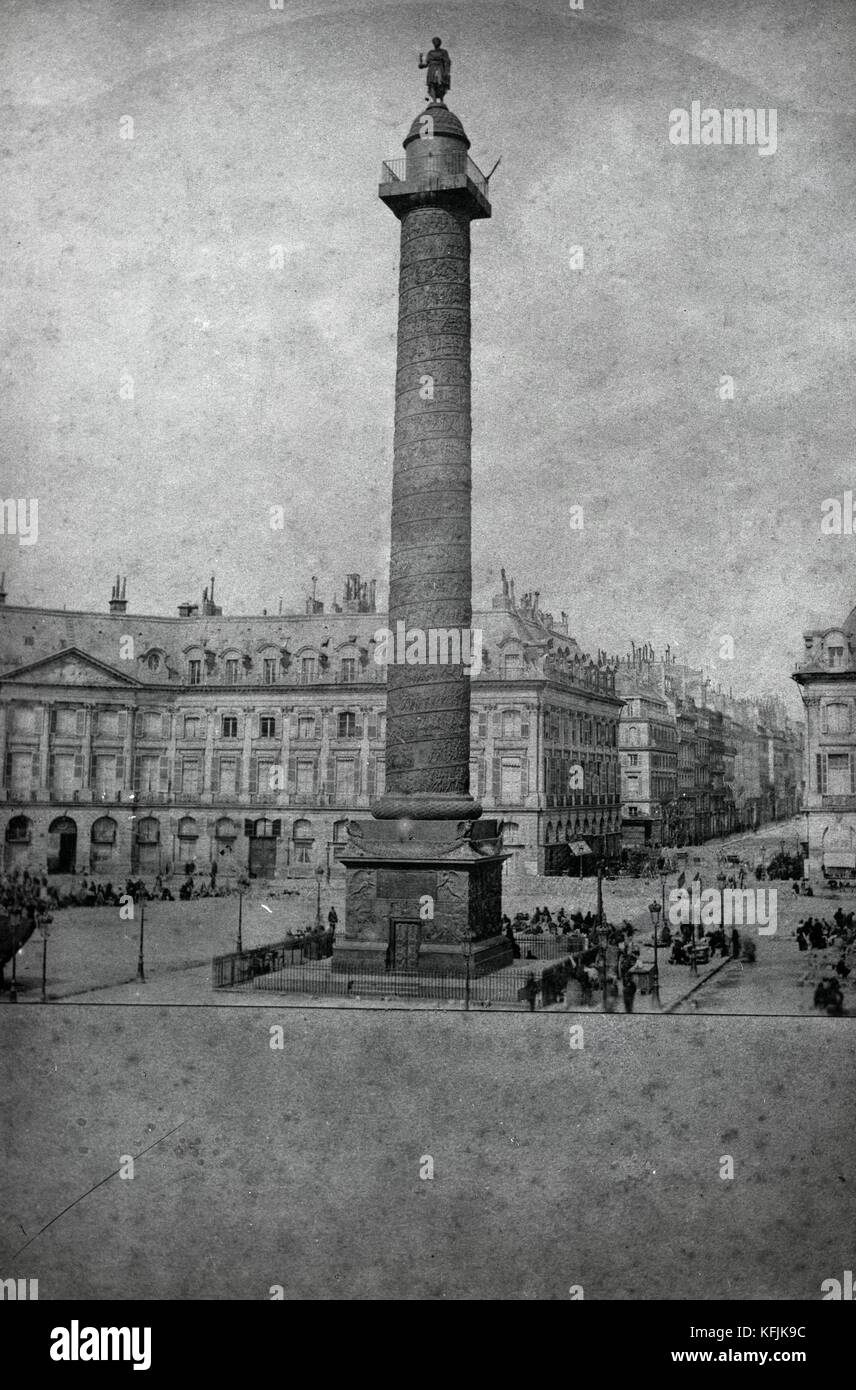 La commune de Paris : la colonne Vendôme avril 1871 plaque de verre noir et blanc (17,7 x 12,7 cm) crédit collection François Taponier :photo 12/col. Taponier Banque D'Images