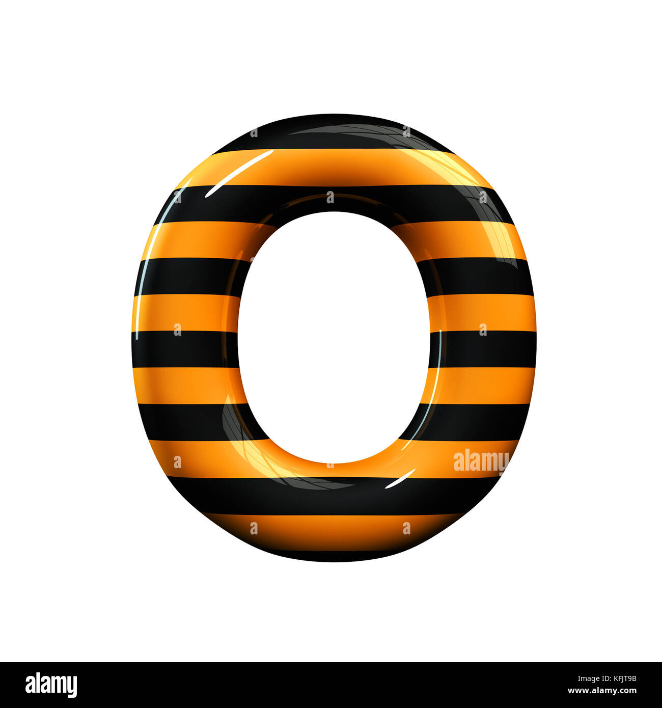 Lettre O en blanc rayé orange et noir Banque D'Images