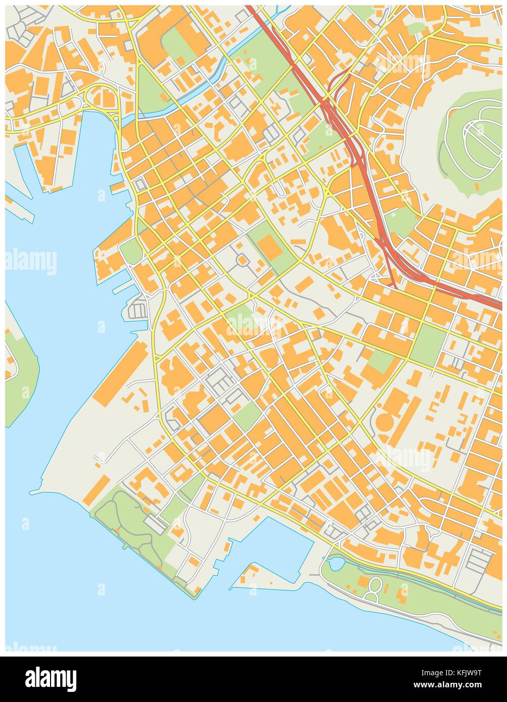 Le centre-ville de honululu carte vectorielle Illustration de Vecteur