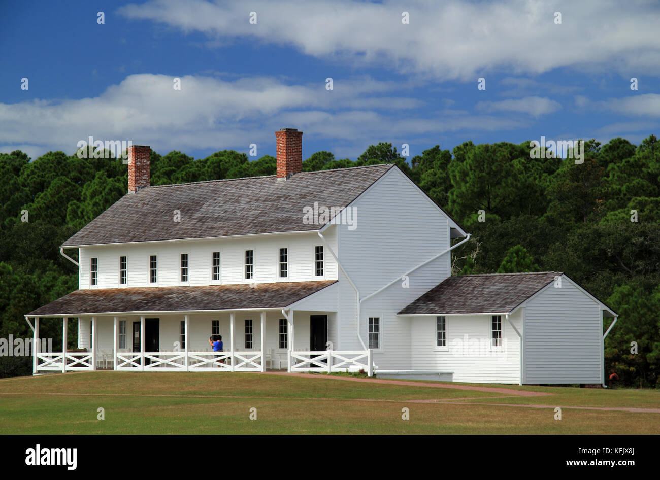 Le keeper's quarters abritait autrefois les gardiens de l'ancien Cap Hatteras Light, Amérique du plus haut phare du 5 octobre 2017 en Caroline du Nord Banque D'Images