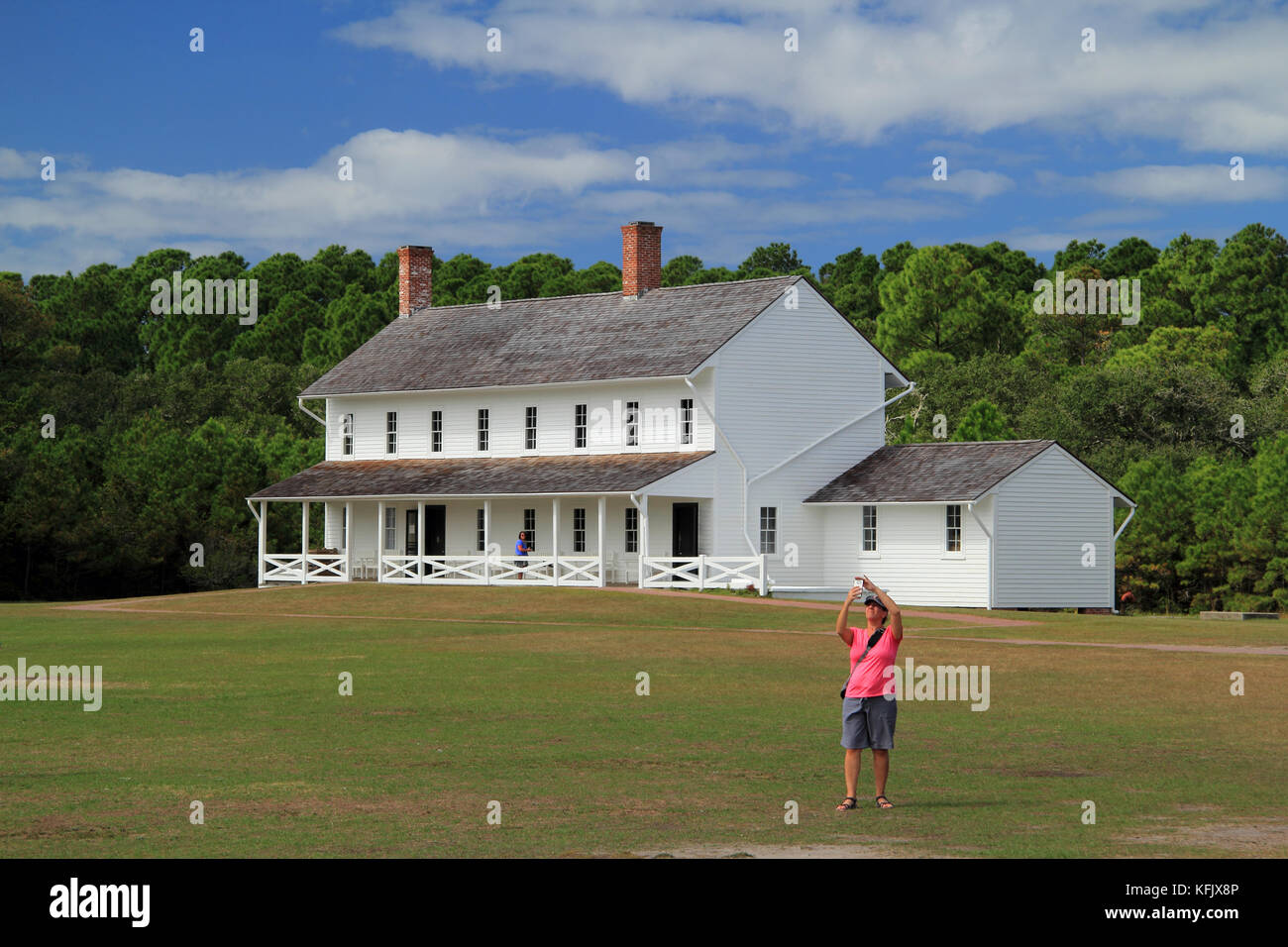 Le keeper's quarters abritait autrefois les gardiens de l'ancien Cap Hatteras Light, Amérique du plus haut phare du 5 octobre 2017 en Caroline du Nord Banque D'Images