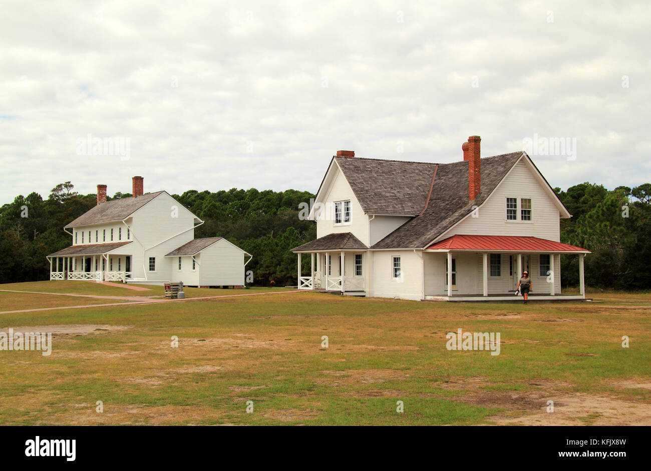 Le keeper's quarters abritait autrefois les gardiens de l'ancien Cap Hatteras Light, Amérique du plus haut phare du 5 octobre 2017 en Caroline du Nord Banque D'Images