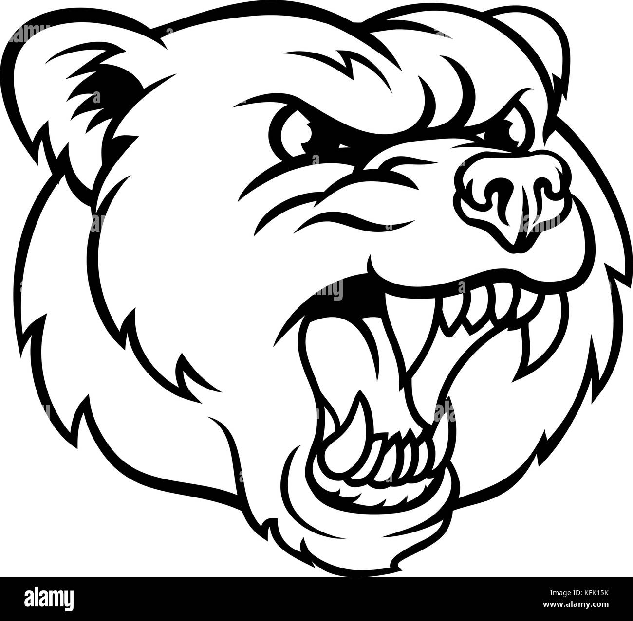 Masque de la mascotte sportive du grizzli en colère Illustration de Vecteur