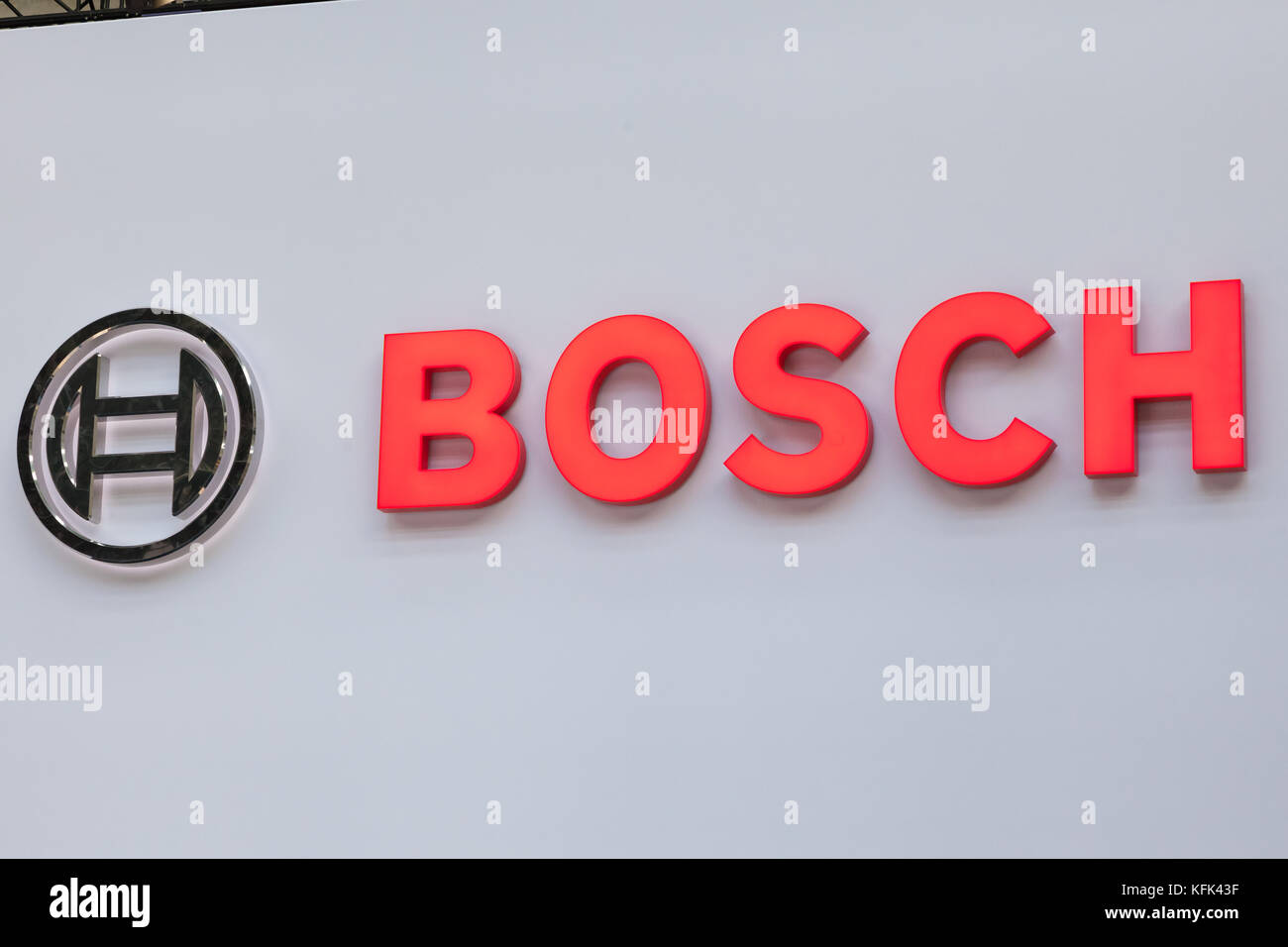Francfort, Allemagne - Sep 20, 2017 : le logo de l'autmotive allemand Bosch à l'IAA 2017 au Frankfurt International motorshow 2017 Banque D'Images