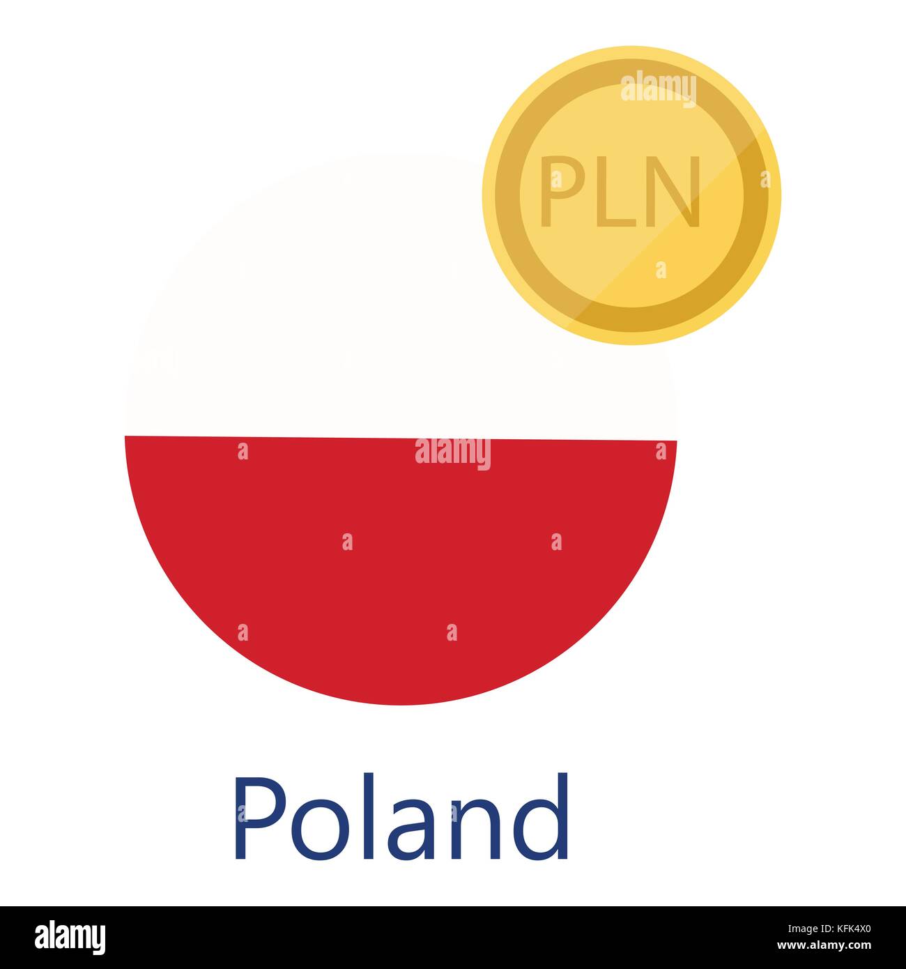 Vector illustration Pologne tour drapeau et symboles de devises PLN Zloty polonais. Illustration de Vecteur