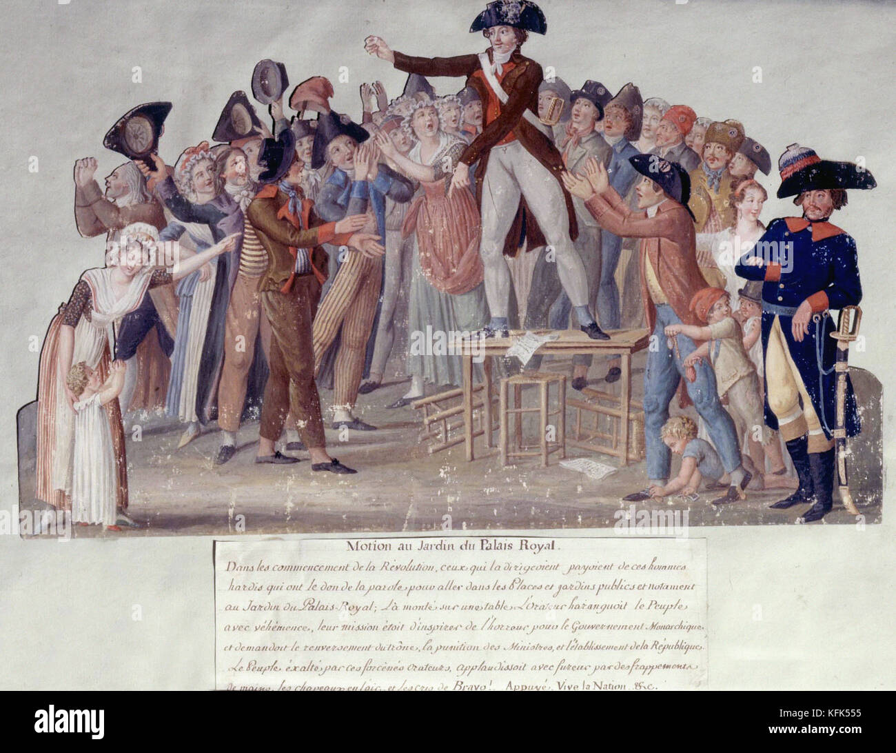 Lesueur Motion dans les jardins du Palais Royal, "Longue vie à la Nation" 1789 - Musée Carnavalet, Paris Banque D'Images