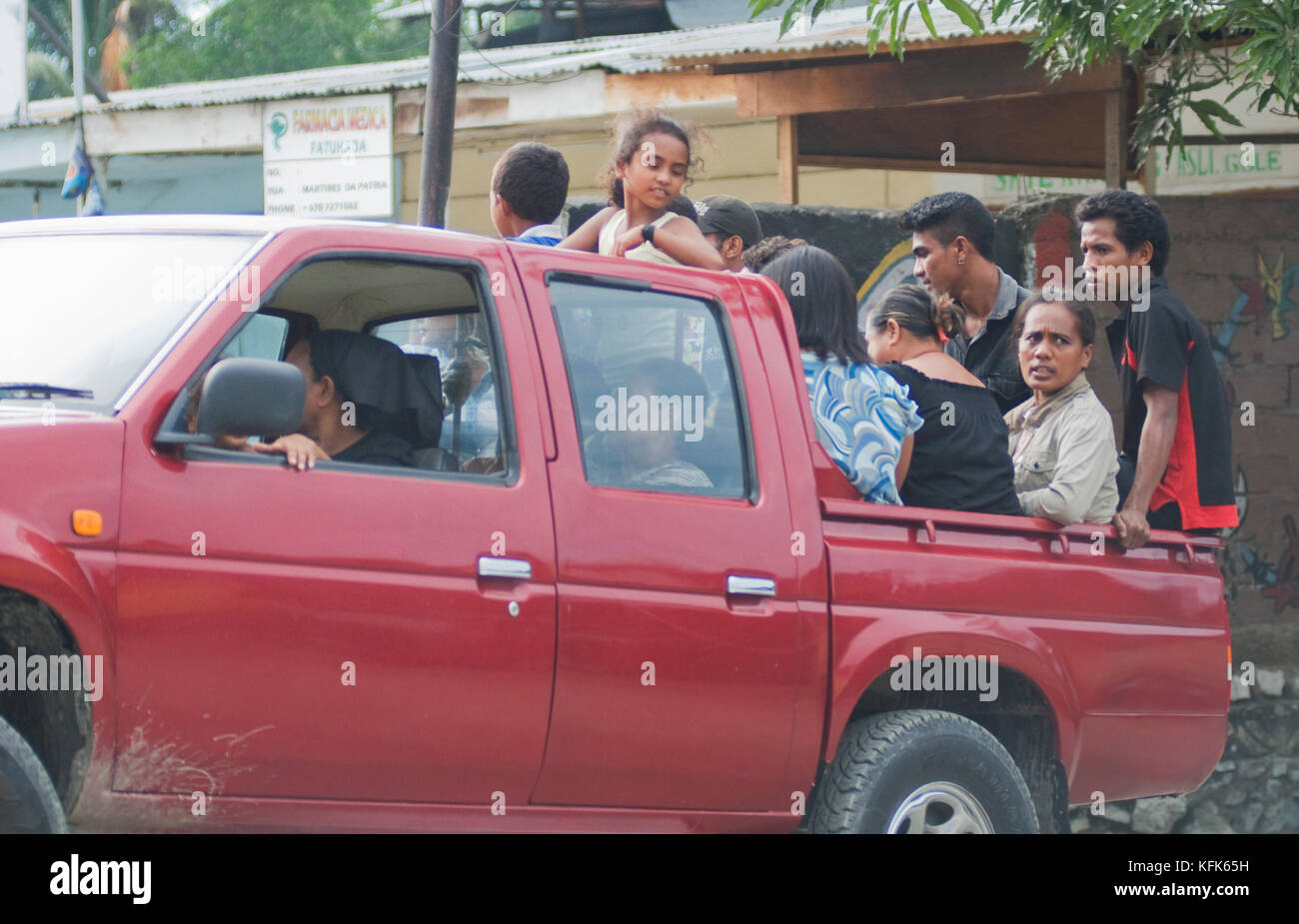 Camion chargé avec passagers, Dili, Timor-Leste (Timor oriental) Banque D'Images