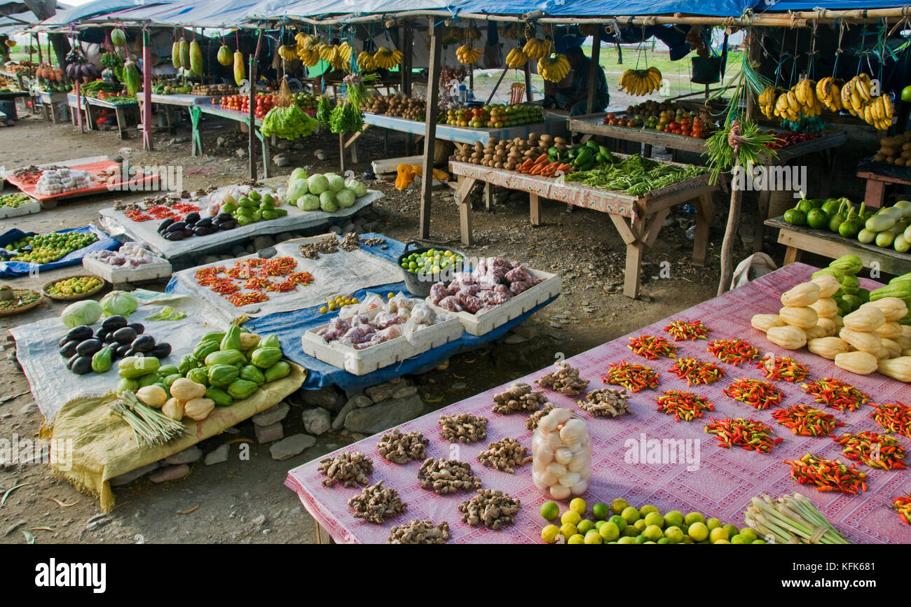 Marché de légumes, à Dili, Timor-Leste (Timor oriental) Banque D'Images