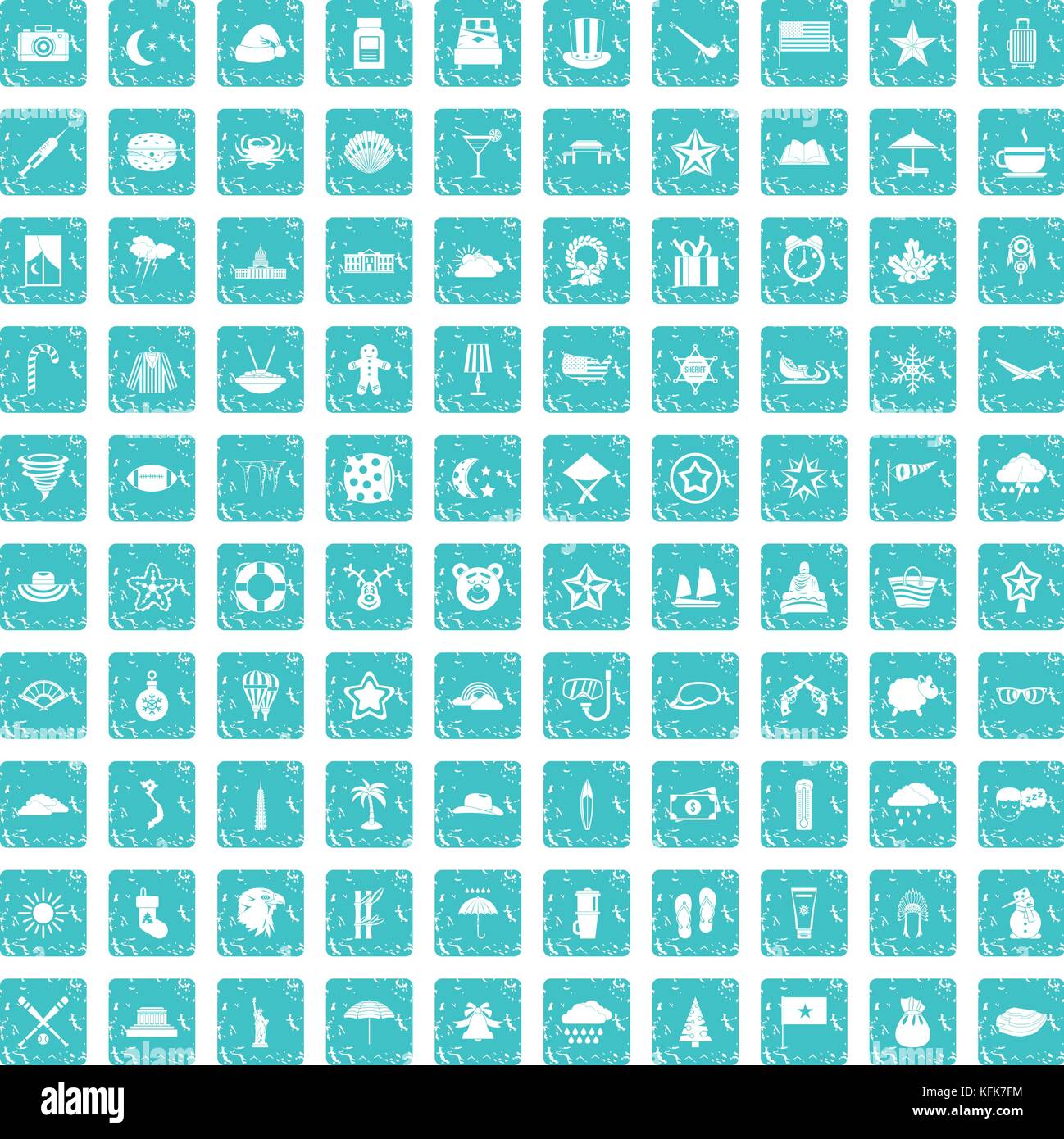 100 star icons set bleu grunge Illustration de Vecteur