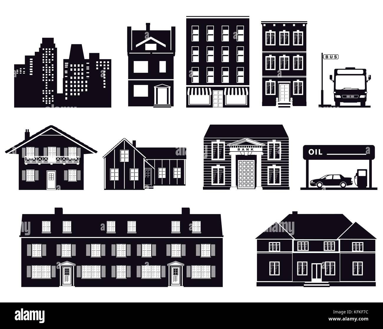 L'icône de l'architecture des bâtiments Maisons Illustration de Vecteur