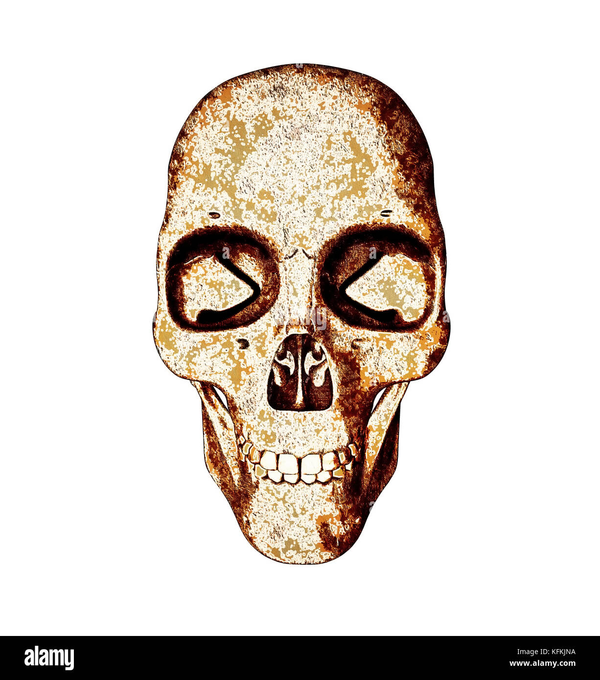 Illustration du crâne dans des couleurs chaudes isolated over white background. L'Halloween ou pour le jour de la Dead concept. Banque D'Images