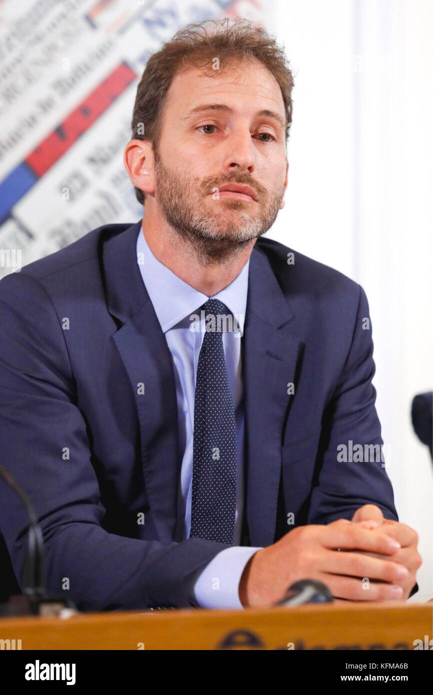 Davide casaleggio, chef du mouvement cinq étoiles (m5s) partie, en conférence de presse, Rome, Italie 02/08/2017 © Crédit Denis zammit remo/sintesi/Alamy stock Banque D'Images