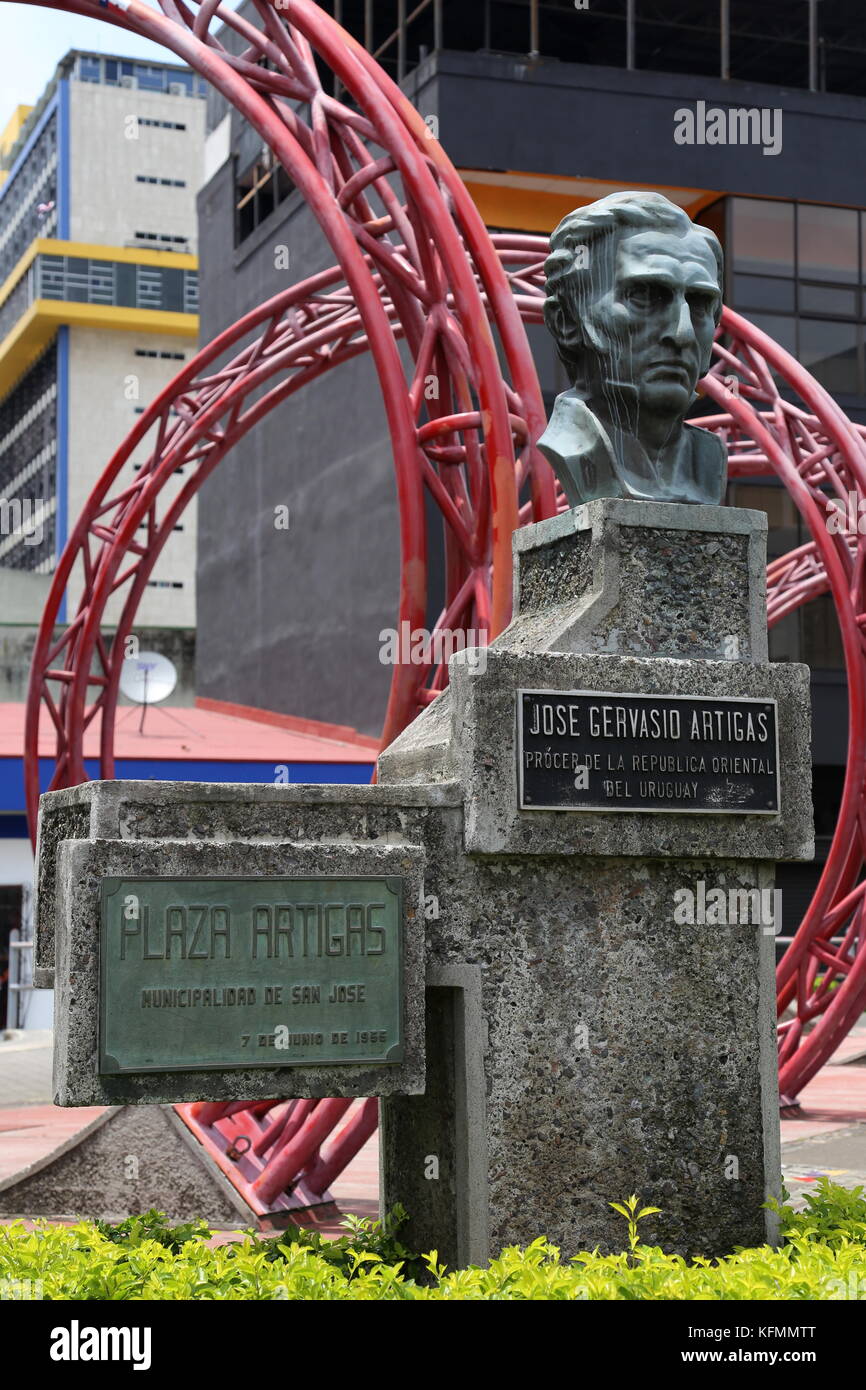 José Gervasio Artigas statue, Plaza de las Artes, San José, San José province, hauts plateaux du centre, le Costa Rica, Amérique Centrale Banque D'Images