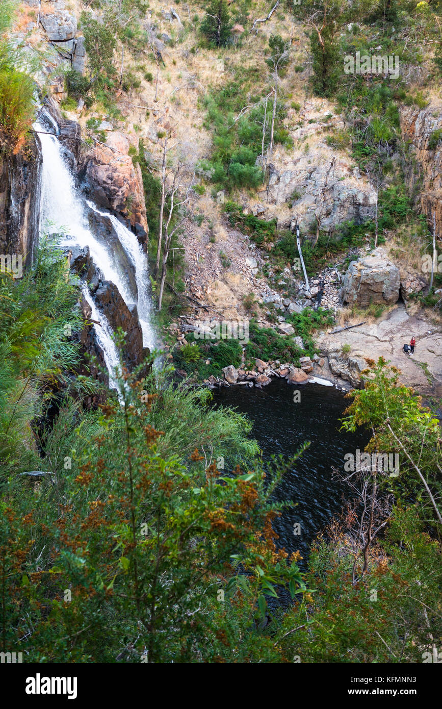Mackenzie Falls à la recherche vers le bas, Grampian National Park, Victoria, Australie. Banque D'Images