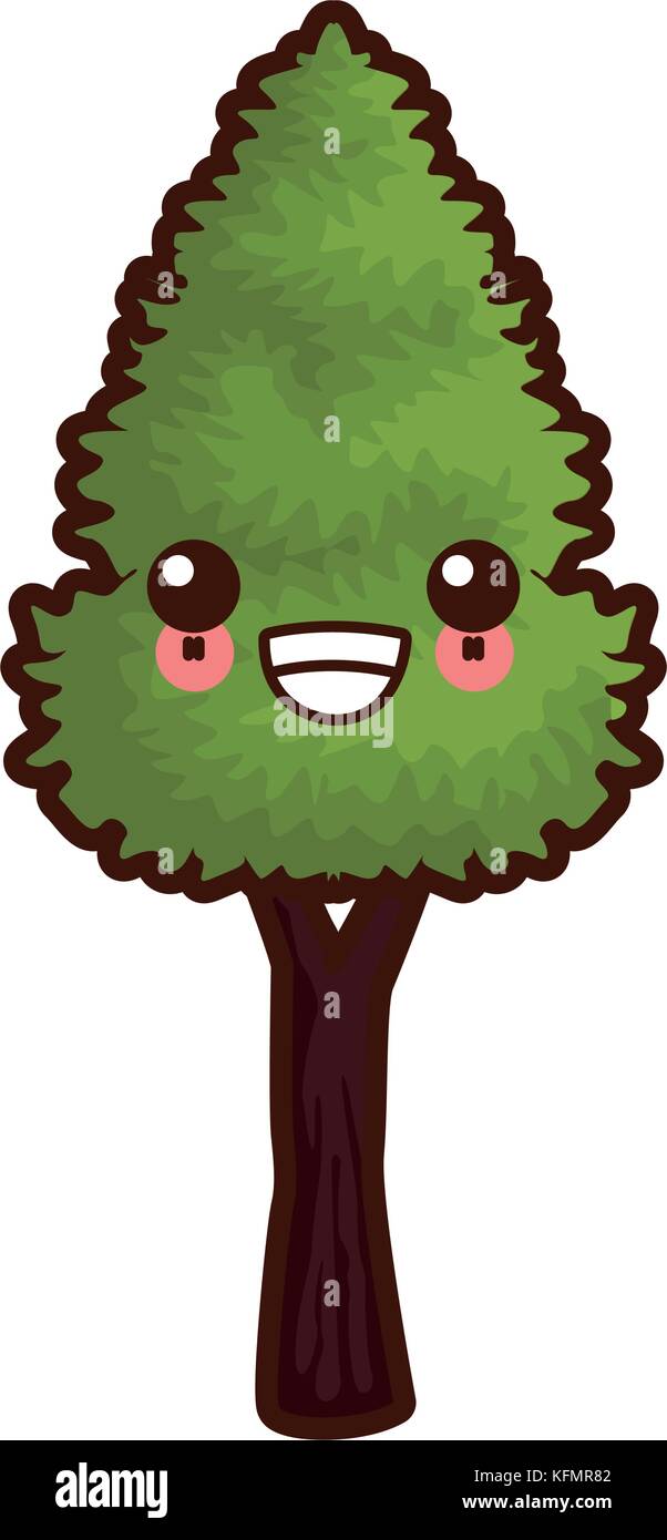 Symbole de la nature arbre kawaii cute cartoon Illustration de Vecteur