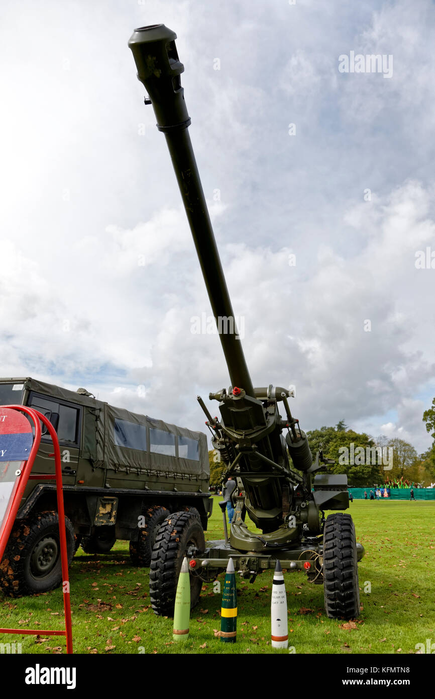 Une armée britannique L118, 105mm canon léger, à l'affiche au spectaculaire militaire 2017 Longleat Banque D'Images