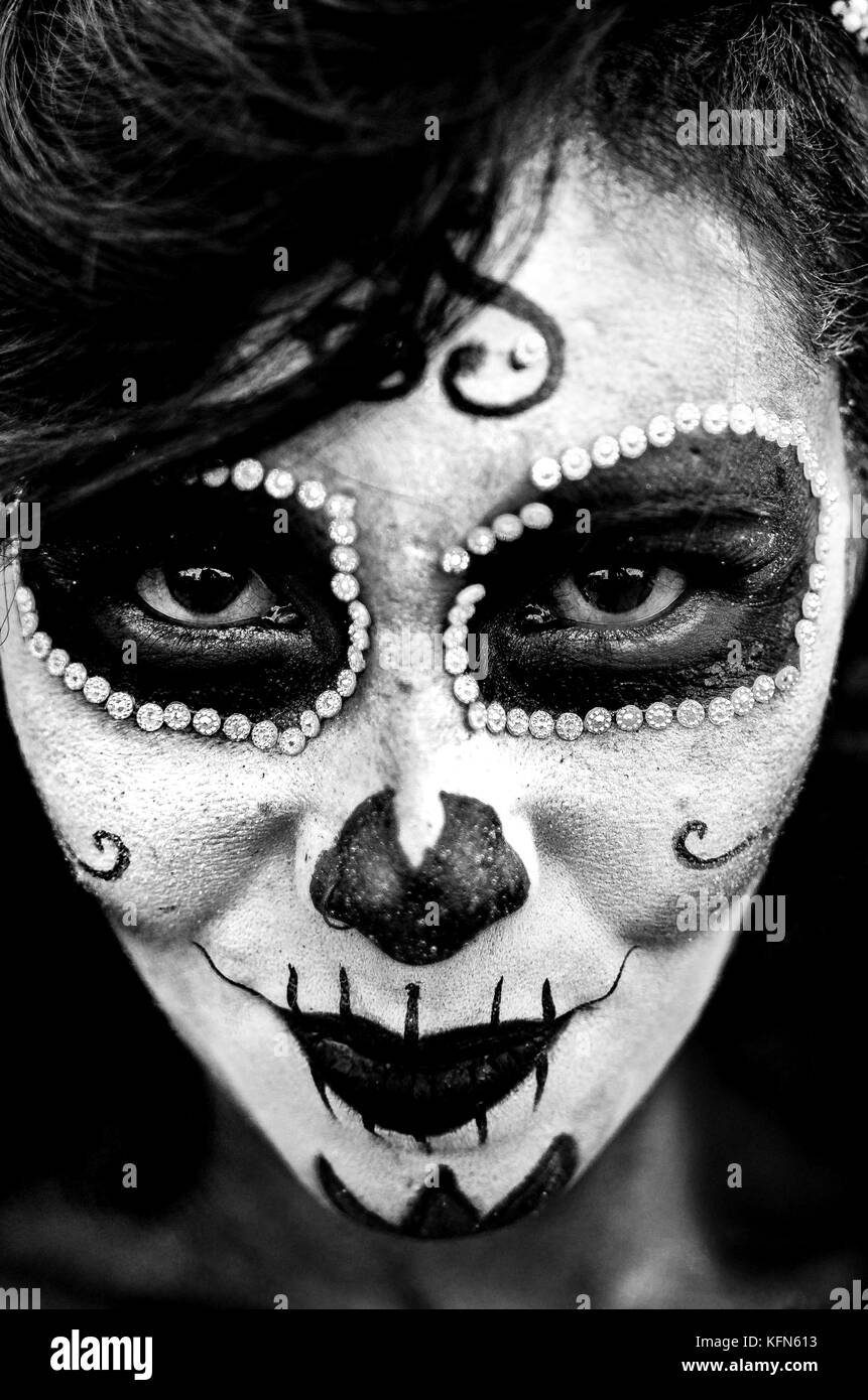 Sao Paulo, Brésil - 29 octobre 2017 : la célébration du Dia de los Muertos (jour des morts) rassemble toute la communauté mexicaine au Mémorial Banque D'Images