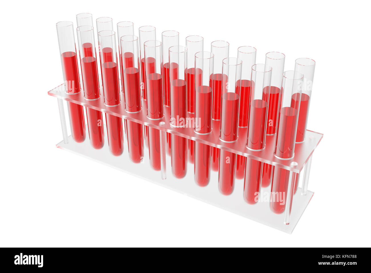 Flacons de chimie avec liquide coloré sur fond blanc fond. la science de laboratoire chimie concept. tubes à essai et flacons avec des liquides colorés de rendu 3D Banque D'Images