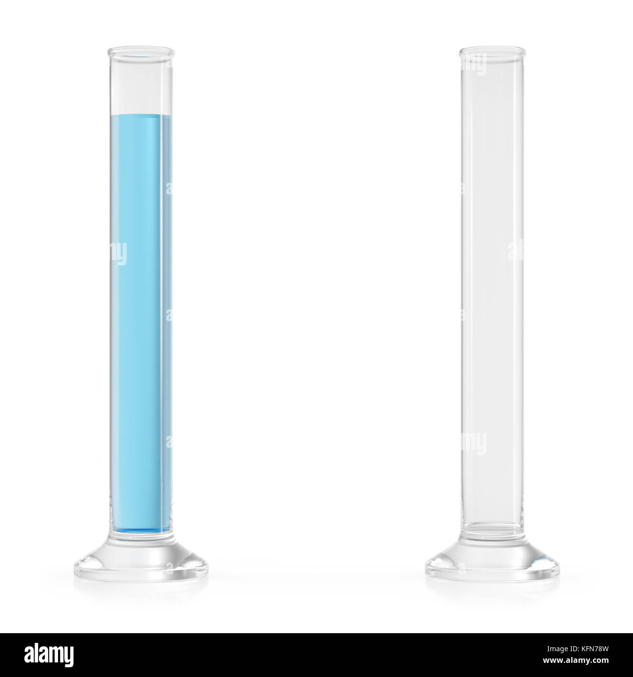 Flacons de chimie avec liquide coloré sur fond blanc. la science de laboratoire chimie concept. tubes à essai et flacons avec des liquides colorés de rendu 3D Banque D'Images