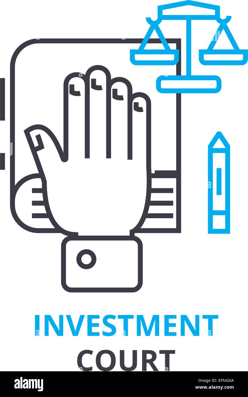 La cour d'investissement concept, icône contour linéaire, signe, fine ligne pictogramme, logo, télévision, illustration vectorielle Illustration de Vecteur