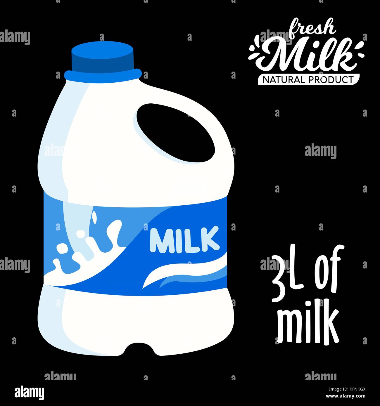 Lait dans une grande bouteille en plastique plat icône style. isolé sur fond noir. vector illustration Illustration de Vecteur Lait dans une grande bouteille en plastique plat icône style. isolé sur fond noir. vector illustration Illustration de Vecteur