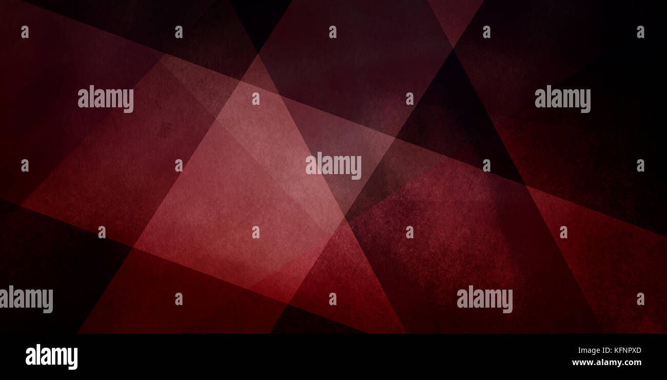 Bandes rouges dans les angles en diagonale et couches transparentes sur fond noir foncé dans un design moderne et élégant avec des tons rose, texture, l'intersection de lignes, un Banque D'Images