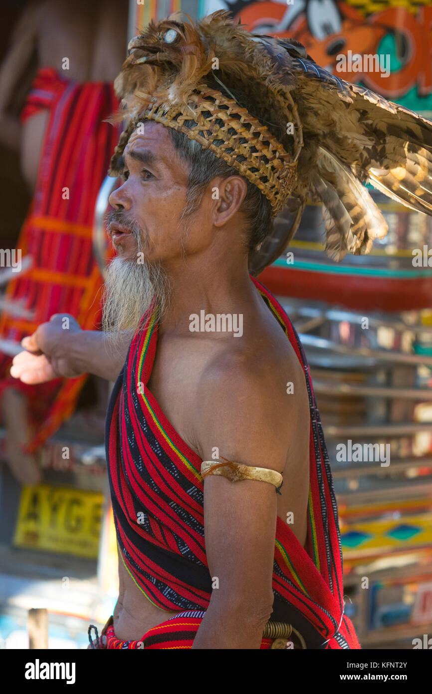 Imbayah est un festival culturel qui célèbre les traditions ancestrales des tribus indigènes Ifugao de Banaue, Philippines. Banque D'Images