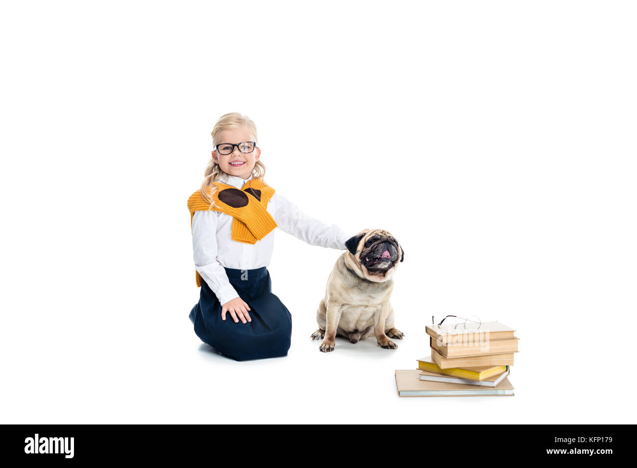 Heureux l'enfant avec chien Banque D'Images