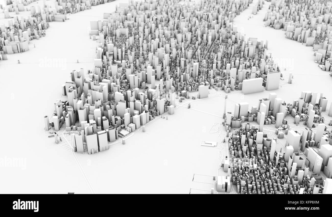 Le rendu 3D de Manhattan Banque D'Images