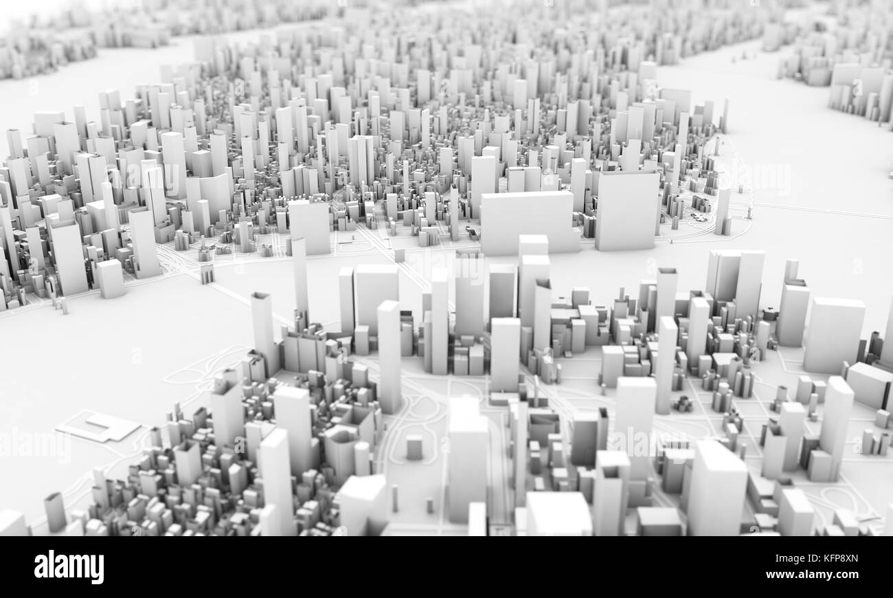 Le rendu 3D de la ville de New york blanc Banque D'Images