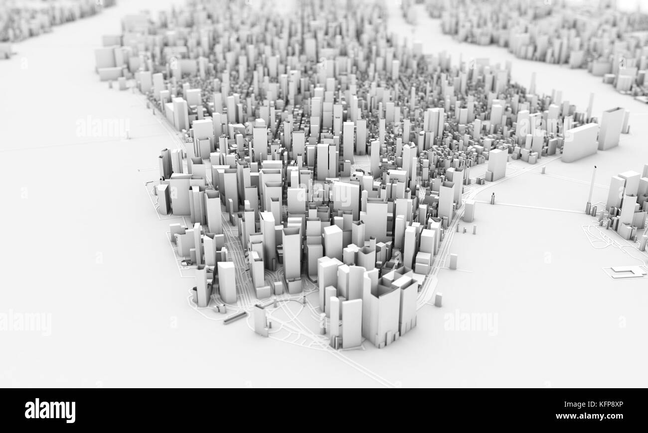 Rendu 3D de Manhattan Banque D'Images