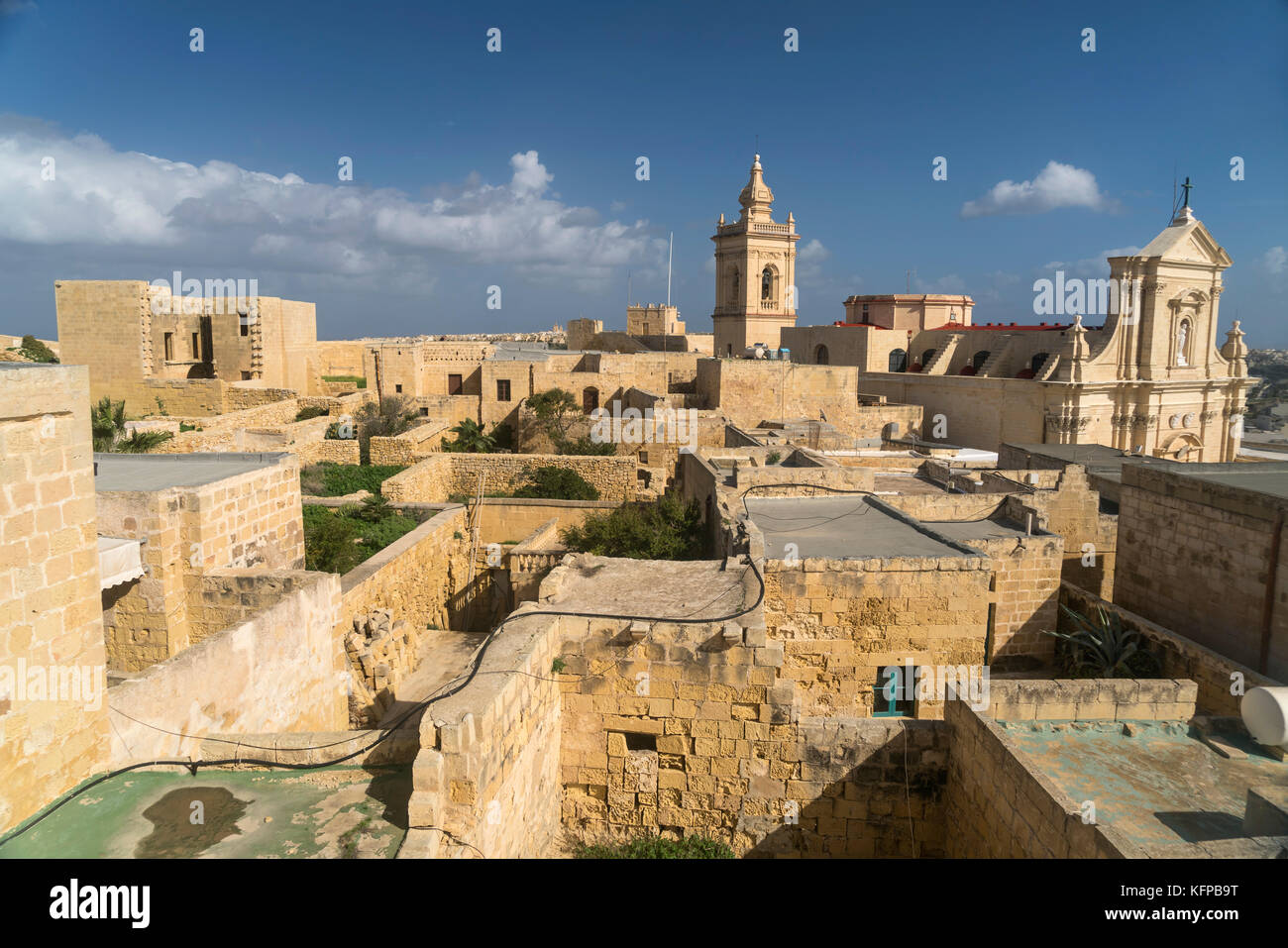 Kathedrale Santa Marija und die Zitadelle Cittadella, Victoria, Insel Gozo, Malte | Cathédrale de l'Assomption et la Citadelle, Victor Banque D'Images