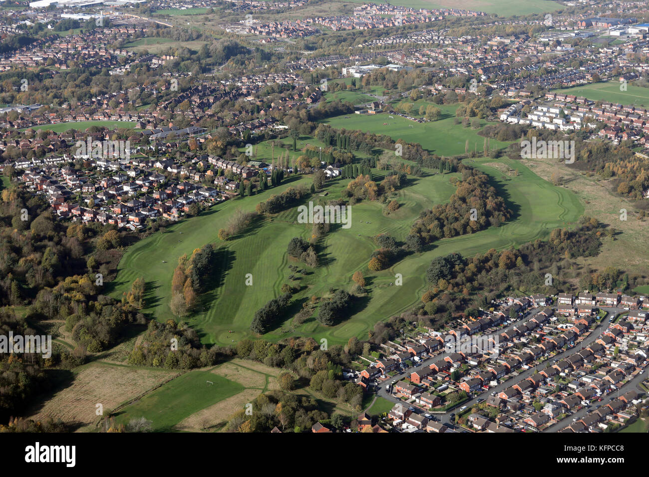 Vue aérienne de Burslem Golf, près de Stoke on Trent, états-majors, UK Banque D'Images