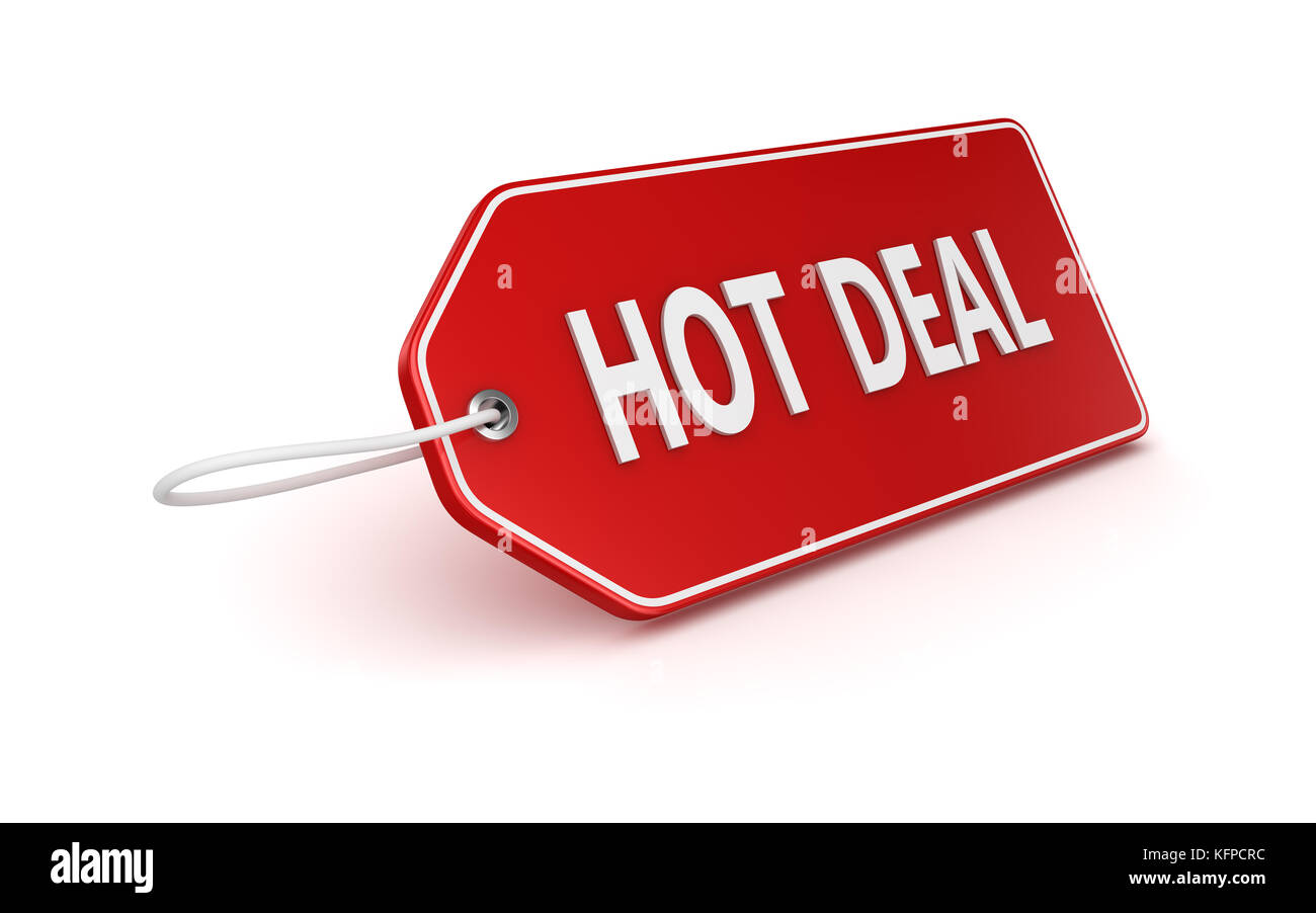 Hot deal tag , computer generated image. Image 3D reconstruite. Banque D'Images