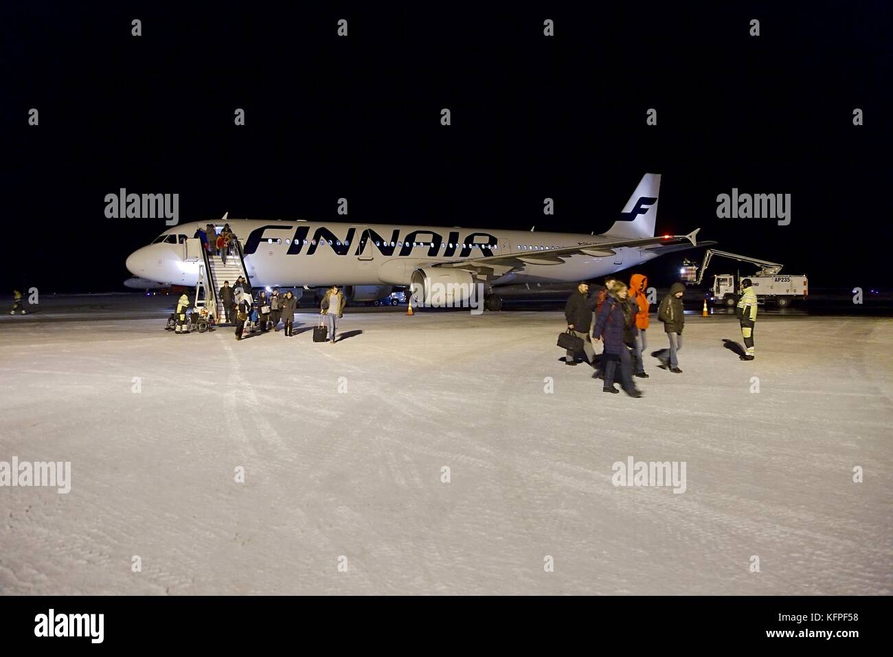 En arrivant à l'aéroport d'Ivalo, Laponie finlandaise Banque D'Images