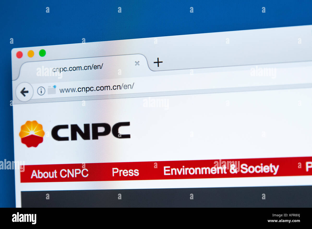 Londres, Royaume-Uni - 26 octobre 2017 : La page d'accueil du site web officiel de la CNPC - La China National Petroleum Corporation, le 26 octobre 2017. Banque D'Images