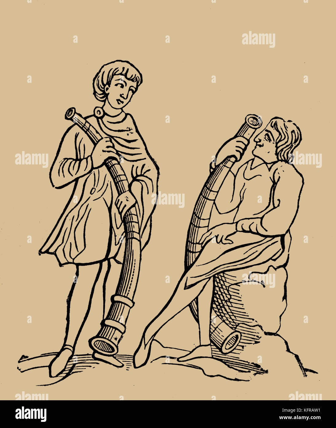 Shepherd's horn, reproduit à partir d'un huitième siècle manuscrit. Banque D'Images