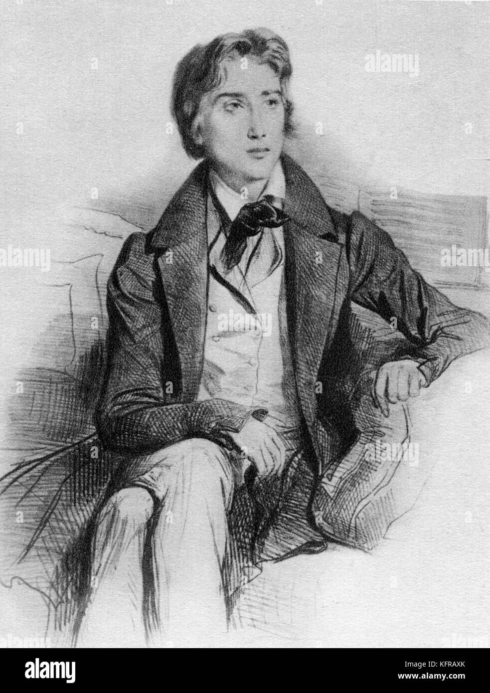 Franz Liszt - âgés de 21 ans, par Deveria. 1832. Compositeur et pianiste hongrois. 22 octobre 1811 - 31 juillet 1886. Banque D'Images