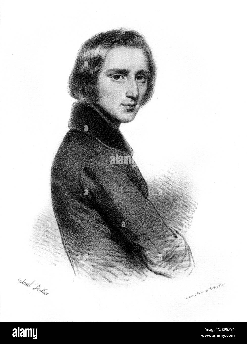 Franz Liszt - portrait, 1841. Compositeur et pianiste hongrois, 22 octobre 1811 - 31 juillet 1886. Banque D'Images