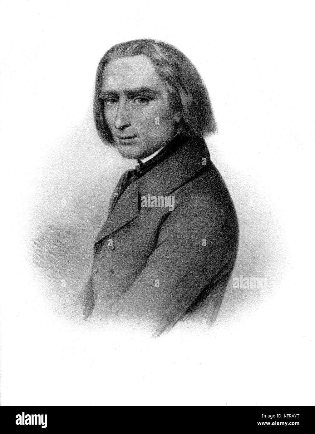 Franz Liszt - portrait, c. 1841. Compositeur et pianiste hongrois, 22 octobre 1811 - 31 juillet 1886. Banque D'Images