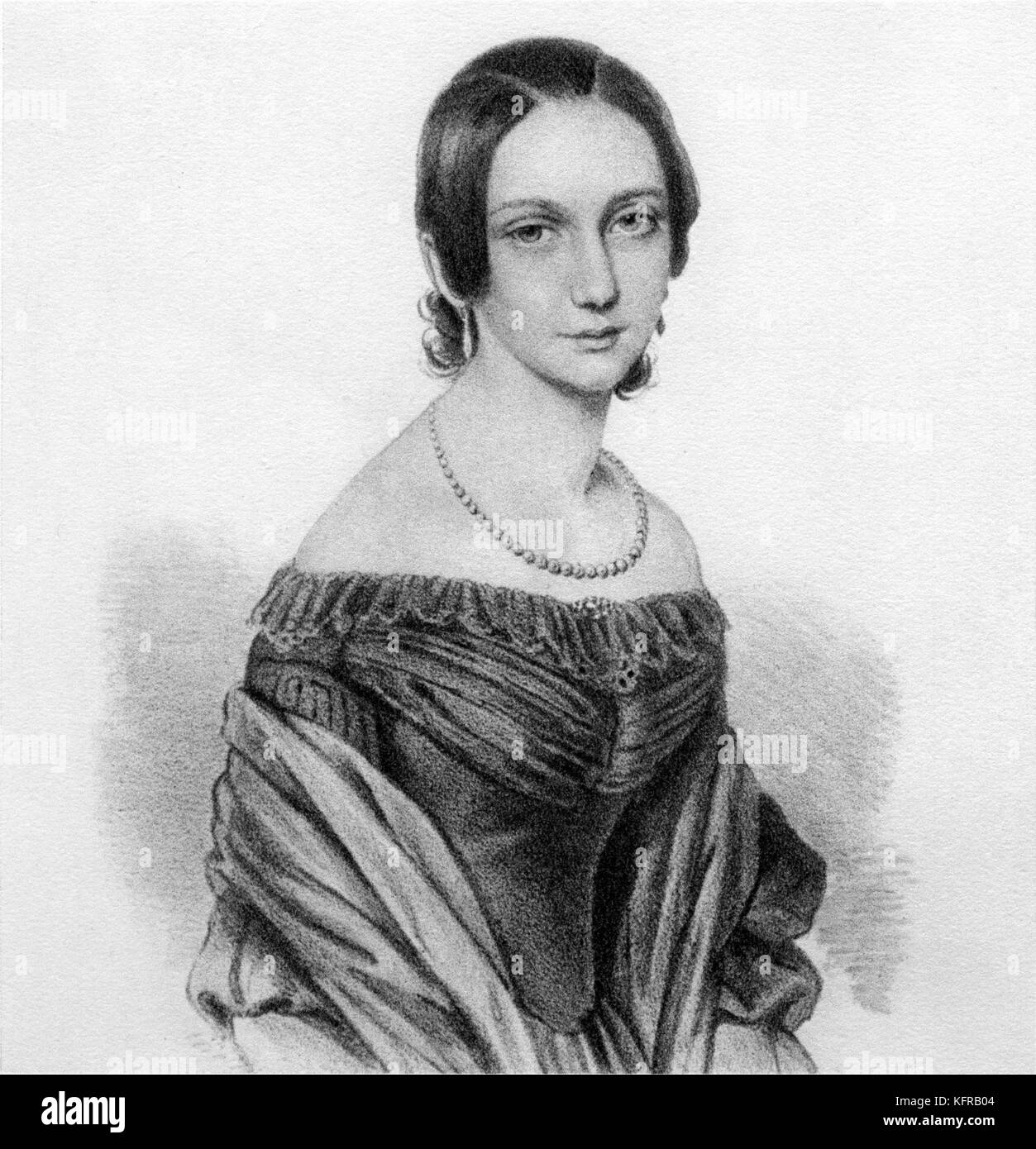 Clara Schumann en 1840. Pianiste allemand (1819-1896), née Wieck, épouse du compositeur, Robert Schumann. Banque D'Images