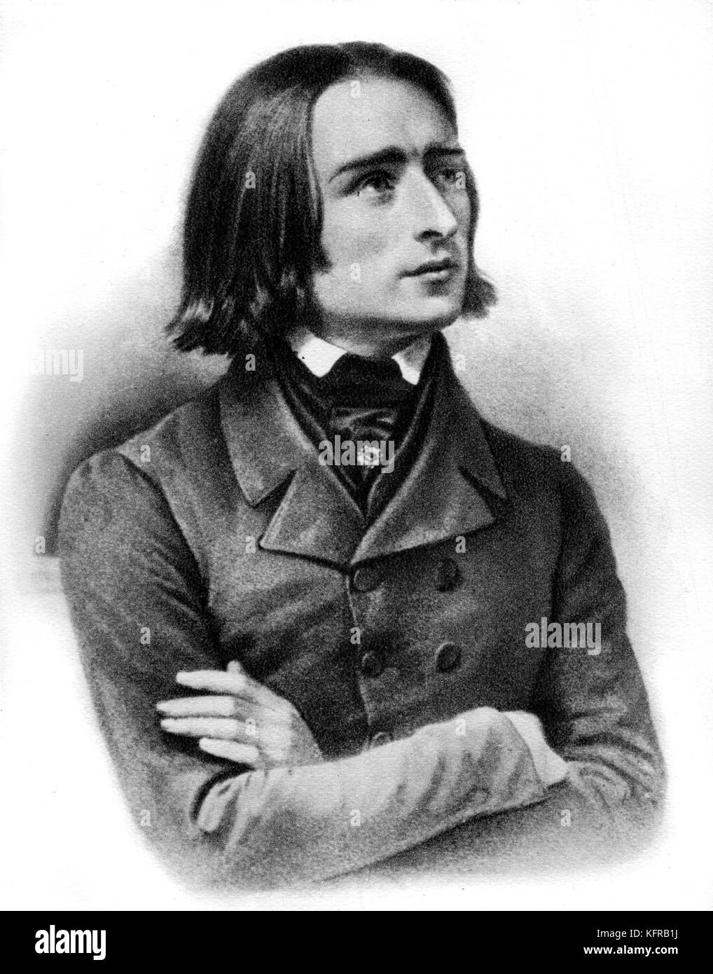 Franz Liszt - portrait, mars 1842. Après gravure de Mittag. Compositeur et pianiste hongrois, 22 octobre 1811 - 31 juillet 1886. Banque D'Images