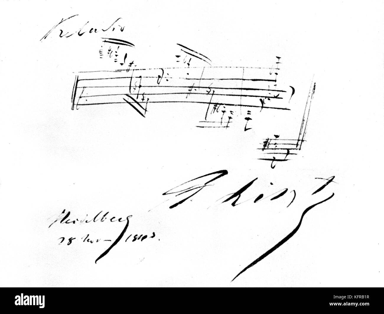 Notation musicale de Franz Liszt. Compositeur et pianiste hongrois, 22 octobre 1811 - 31 juillet 1886. Banque D'Images