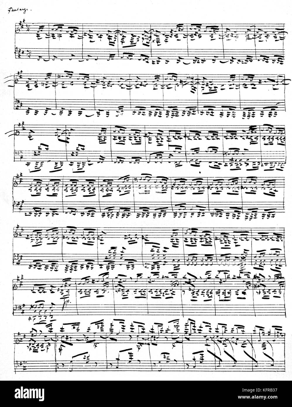 Fandango par Robert Schumann - partition de musique. Compositeur allemand, 8 juin 1810 - 29 juillet 1856. Banque D'Images