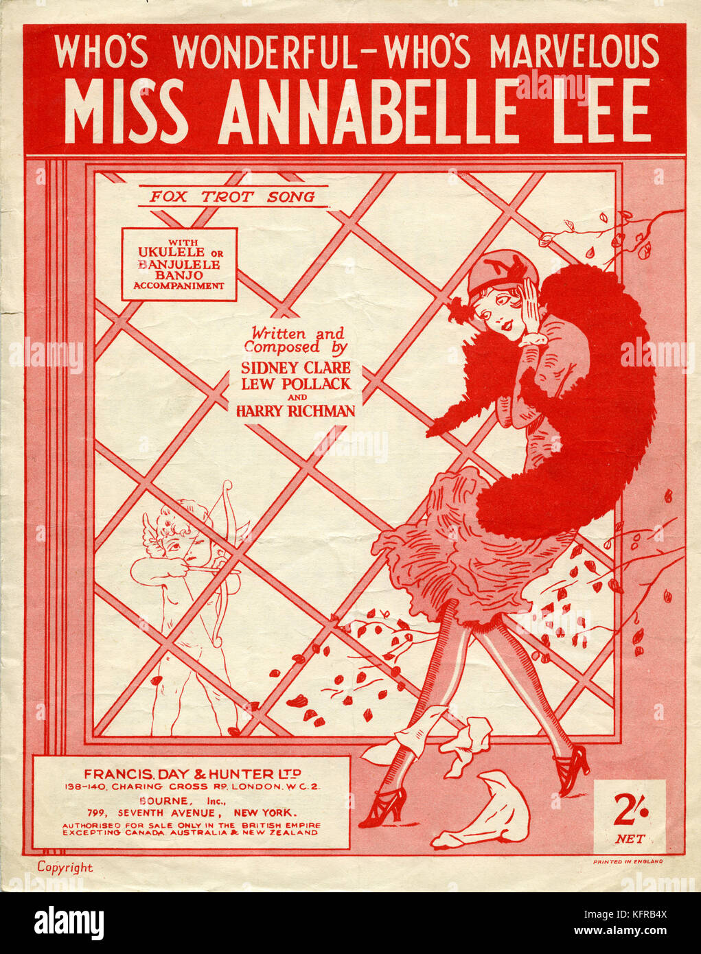 Qui est merveilleux, qui est merveilleux ? Mlle Annabelle Lee - score couvrir. Écrit et composé par Sidney Clare, Lew Pollack et Harry Richman. France Jour & Hunter, Londres, 1927. Banque D'Images