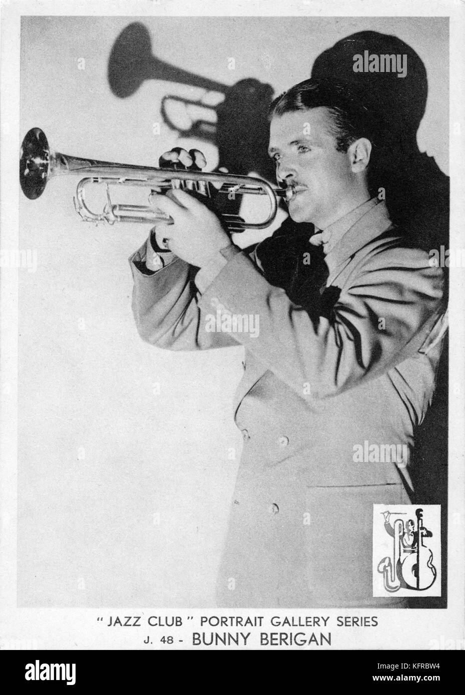 Bunny Berigan - portrait. Rowland Bernard 'Bunny' Berigan, trompettiste de jazz américain : 2 novembre 1908 - 2 juin 1942. N° 48 dans le 'Jazz Club' Portrait Gallery series. Banque D'Images